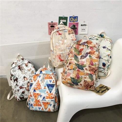 Fashion Women Backpack Nylon Cute Pattern Rucksack School Bag For Teenage Girls Waterproof Bagpack Mochilas Female Knapsack