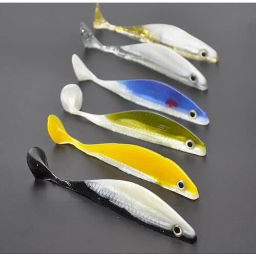 6pcs/lot 11.5cm Minnow Tail Paddle Soft Lures Fishing Shad Bait Tackle Jig Head