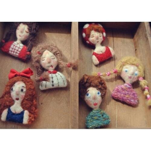 Cute character wool needlepoint kit wool felt needle felting brooch craft needlecraft DIY handmade