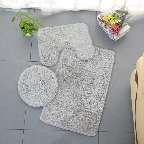 3 Piece Bathroom Anti-slip Mat Set Toilet Carpet Flannel Non-slip Shower Carpet Set Household Toilet Lid Shower Carpet Floor Mat