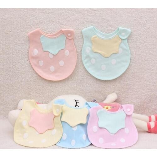Baby Bibs Cotton Bibs Cartoon Dot Print Saliva Towel Infant Waterproof Boys Girls Feeding Apron Cotton Bandana Toddler Bibs