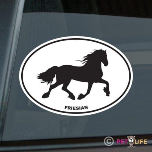 Oval Friesian Sticker Die Cut Vinyl Horse Belgian Black window decal 12.5x8.5cm