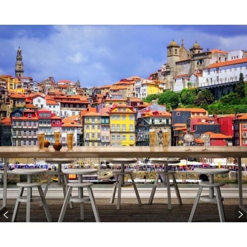 Papel de parede Portugal Houses Rivers Marinas city photo Building 3d wallpaper mural for living room TV sofa wall bedroom cafe