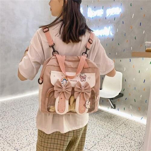 2021 new personality bowknot student make-up messenger bag multifunctional backpack handbag small fresh girl portable backpack