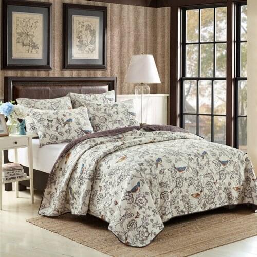 The new cotton quilt is a three-piece upgrade birdie pattern European and American style of foreign trade boutique