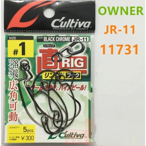 OWNER Crank Hooks 1# 1/0# 3/0# 5/0# Soft Bait Worm Crank Hook JR-11 Fishing Hook Shrimp-like Jig Bait Anzol Fishing Tackle Pesca
