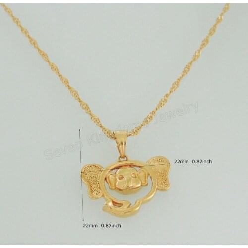 YELLOW GOLD GP COLOR OVERLAY 18" NECKLACE &VIVID CUTE ELEPHANT SHAPE BEAUTIFUL PENDANT