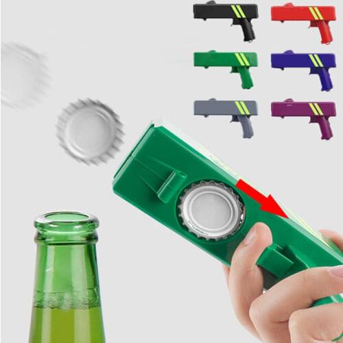 1pcs Portable Beer Cap Gun Creative Flying Launcher Bottle Beer Opener Drink Opening Guns Shaped Bottle Lids Shooter Bar Tools