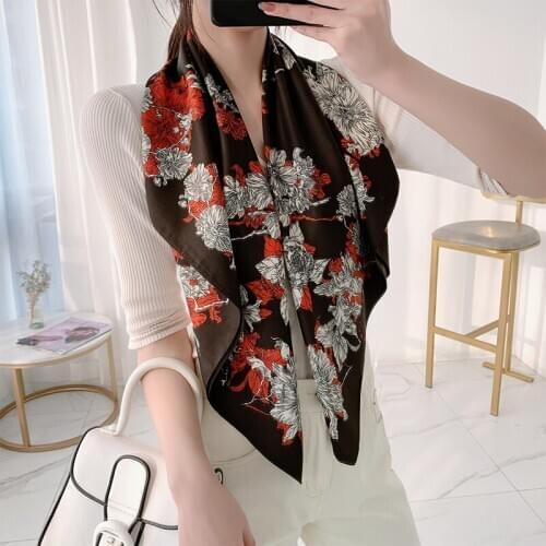 Elegant womans neck scarf silk satin cloth square scarf small shawl fashion print hair scarf women 90*90cm square head scarf wo