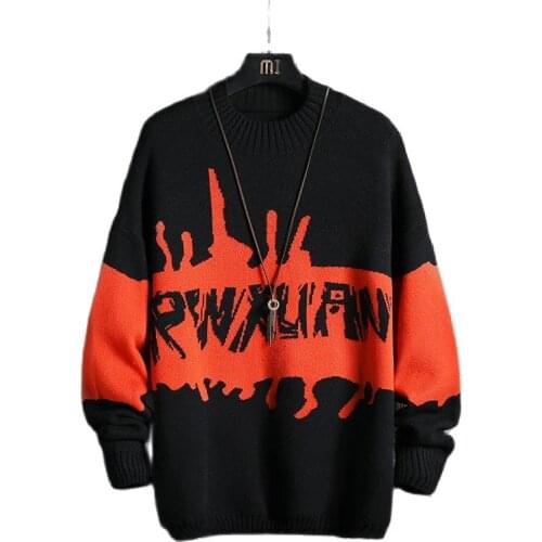 Mens Winter Sweater，Autumn New, Large Size Sweater, Round Neck, Printing, Casual Long Sleeve Bottom Shirt, Loose, Fashion Trend