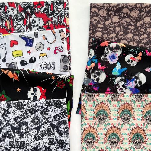 Wide145cm terror Skeleton bones skull Polyester Cotton Fabric for Tissue Sewing Quilting Fabrics Needlework Material DIY