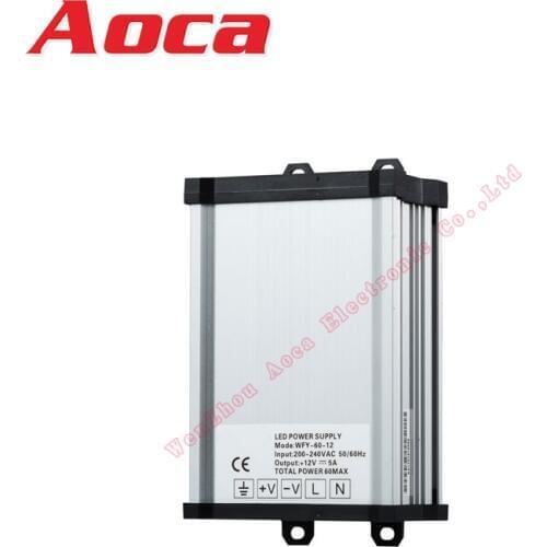 Low Voltage Transformer 12V Power Supply Driver Rainproof Power Supply Transformer for Outdoor Lights 5A 60W