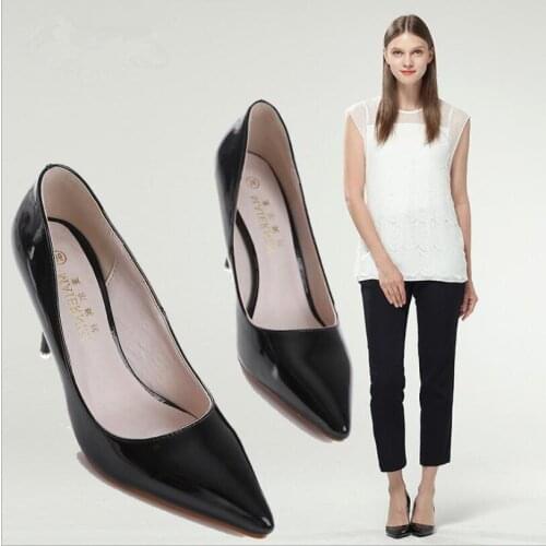 8cm pointed high heels nude pink patent leather high heel womens shoes sexy stiletto red pumps 34-44