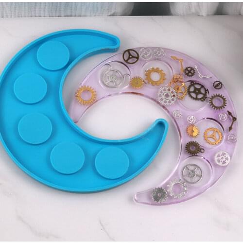 Wine Glass Holder Moon Handle Tray Silicone Mold For DIY Crystal Epoxy Resin Mold