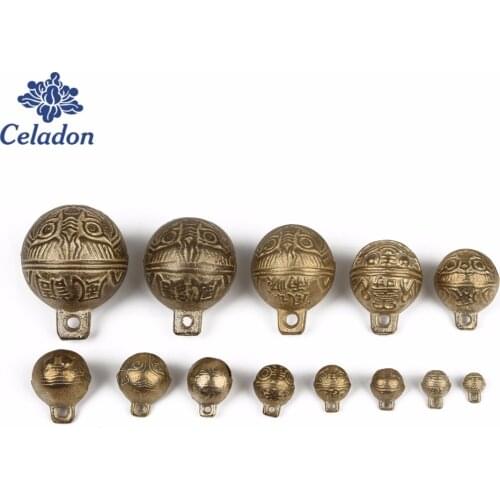 1-15pcs Vintage Tiger Head Brass Material Chinese Good Luck Tinkle Bell Charm for Bracelet Anklet Making Pet Hanging Pendants