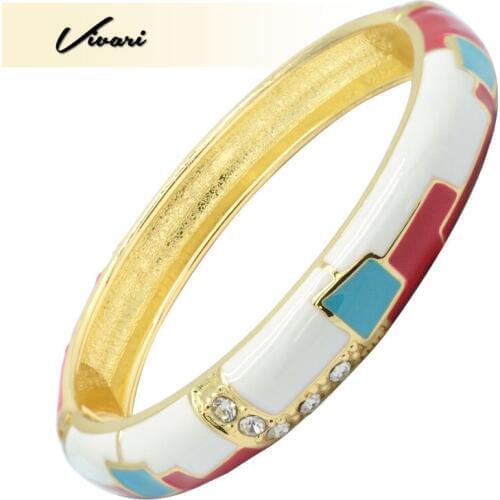 Vivari Elegant Lady Simple Copper Bracelet Fashion Elegant Color Geometric Crystal Stone Bracelet