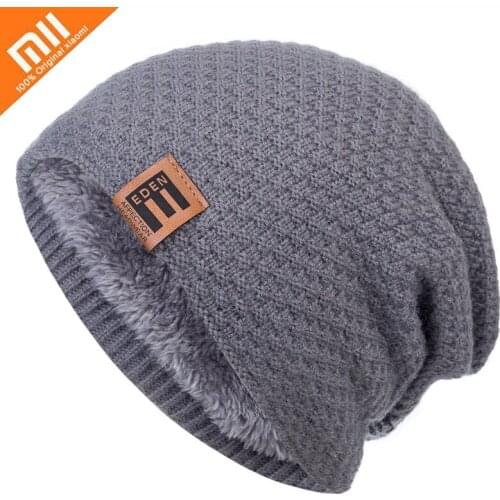 Xiaomi Knitted Hats Men Women Beanie Hat Mens Winter Hats Boy Warm Plus Velvet Thicken Hedging Cap Outdoor Windproof Ski Cap