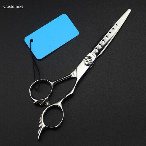 Customize logo japan 440c 6 '' Hollow cut hair salon scissors haircut thinning barber hair cutting shears hairdressing scissors