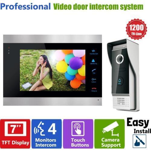 Homefong Door Access Control 7" LCD Display Video Doorbell Door Phone 1200TVL Security Camera Intercom Picture Video Recording