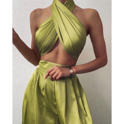 Wefads 2021 Women Jumpsuit Fashion Satin Loose Summer Special Two-Piece Suit (Multiple Ways To Wear) Sexy Party Suits Set