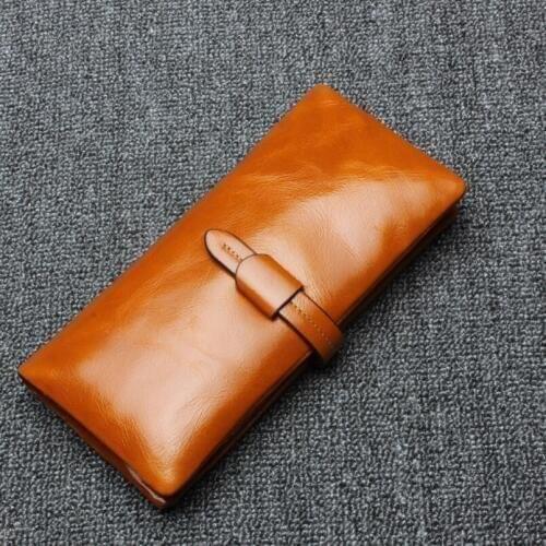 FoxTail & Lily Genuine Leather Women Long Wallet Cards Holder Coin Purses Luxury Quality Leather Clutch Bag Female Change Purse