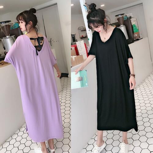100Kg FatMM Long Sleepdress Summer New Sleepwear Women Nightdress Ladies Nightgown Sexy Nightwear Oversized Home Sleep Dress