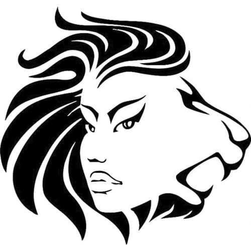 16cm*15.1cm Beautiful Woman Lion Car Styling Car Sticker Vinyl Black/Silver N1480