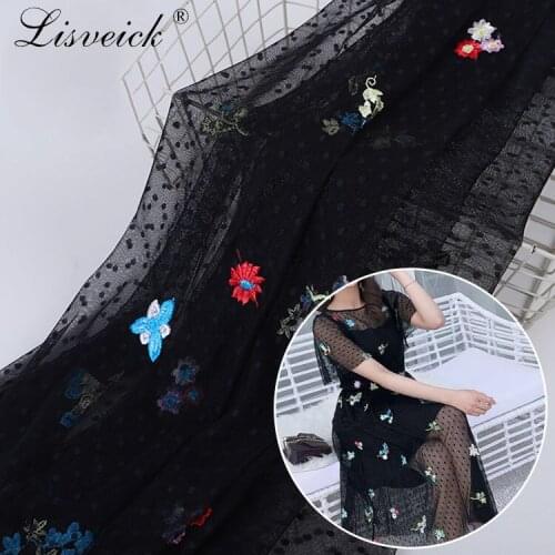 1meter135cm French Tulle Lace Fabric Dotted mesh gauze embroidery flower lace fabric For Wedding Dress Nigerian Net Fabric