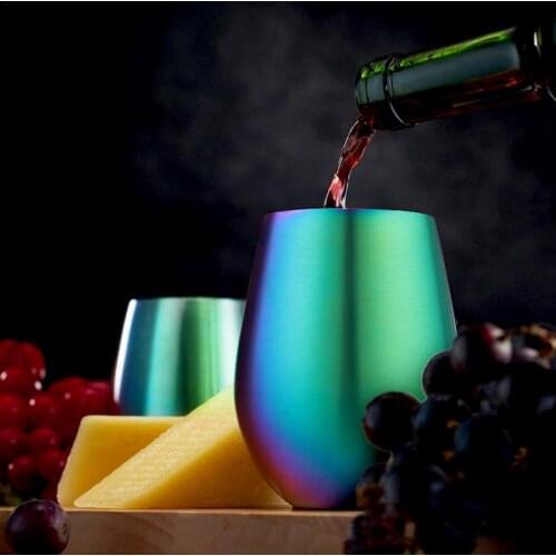 500ml Multicolor Iridescent 304 Stainless Steel Beer Cup Wine Cup Single Tier Household Water Juice tea Cup With Straw And Brush