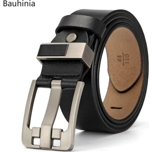 Bauhinia 2021 New Mens Simple Luxury Pure Cowhide Pin Buckle Belt Casual Retro Black Designer Suit Pants Belt