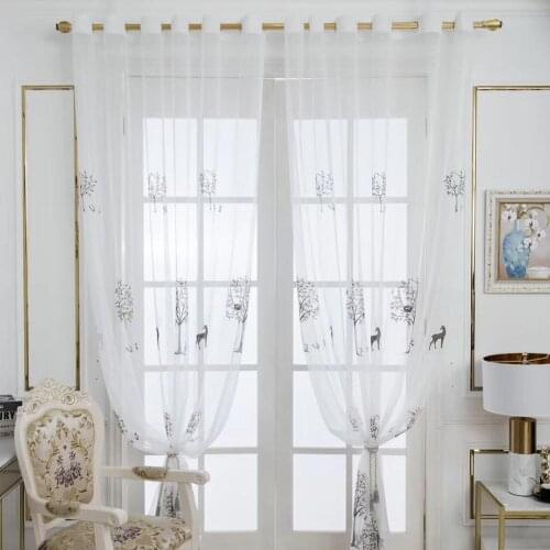 Embroidered White Sheer Curtains for Living Room Feather Voile Tulle Curtains for Window Bedroom Fabrics Drapes Decoration