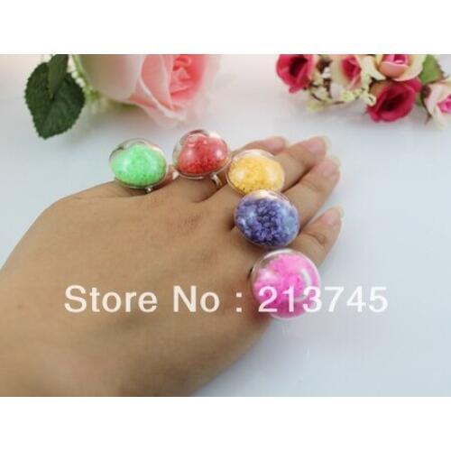 Free ship! 20sets/lot 24mm semidome Glass Globe & Ring set DIY glass vial pendant glass ring set pendant