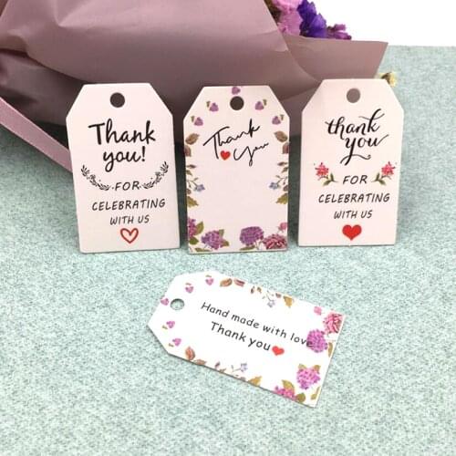 50PCS White Thank you with Red Heart Kraft Paper Tags Labels Gift Wrapping Hang Tags Paper Cards Handmade Wedding Party Decor