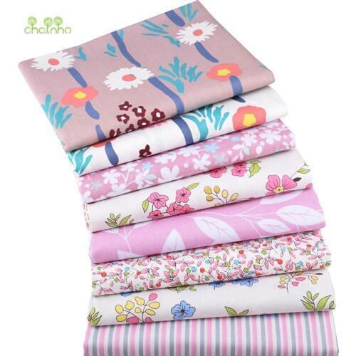Chainho,New Pink Floral Series,Printed Twill Cotton Fabric,Patchwork Cloth For DIY Sewing&Quilting Baby&Children Material,CC320