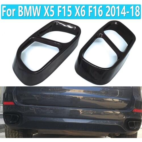 Stainless steel black tail throat car exhaust pipe cover car sticker For BMW X5 F15 X6 F16 2014-18 (M sports version)