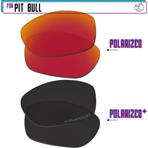 EZReplace Polarized Replacement Lenses for - Oakley Pit Bull Sunglasses - Black P Plus-Red P