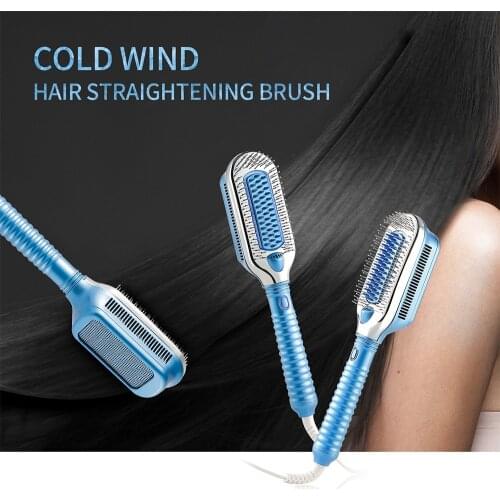 Cold Wind Comb Hair Straightener Brush Ice Therapy Heatless Brush Straightener Comb For Wet Dry Hair Cepillo Alisador