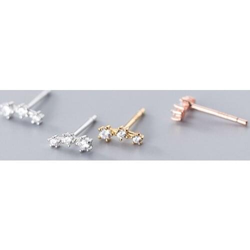 S925 Sterling Silver Earrings Female Japanese Korean Style Fashion Word Star Small Lady Diamond Earrings Jewelry Gift