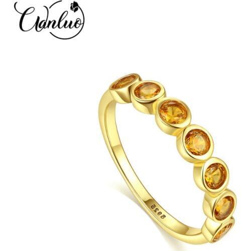 WL Real 925 Sterling Silver Eternity Rings for Women Engagement Wedding Fine Jewelry Round Topaz Gemstone Bague Femme S925 Ring