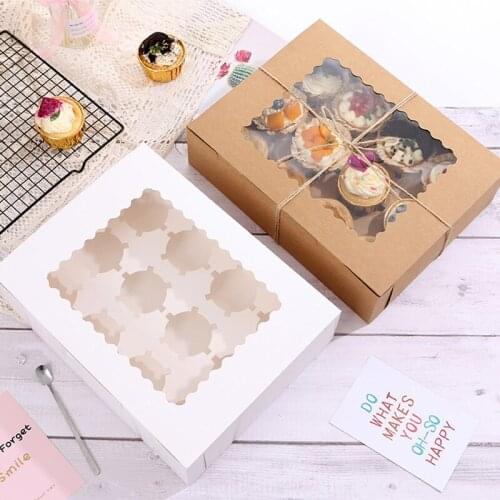 10Pcs Cupcake Packing Box with Transparent Window Muffin Cup Cakes Package Boxes for Wedding Birthday Baby Shower Party Supplies