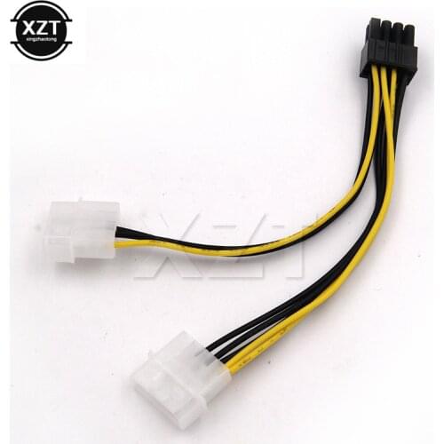 Hot 6 inch 2 x Molex 4 pin to 8-Pin PCI Express Video Card Pci-e ATX PSU Power Converter Cable - Molex to Pcie 8 pin Adapter