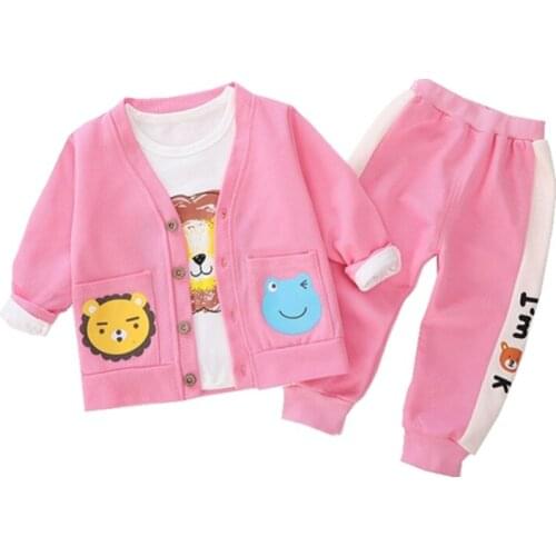 Toddler Fashion Clothes Autumn Winter Baby Boy Girls Cotton Jacket T Shirt Pants Kids Cartoon Clothing Children Casual Tracksuit