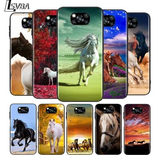 Running Horse Animal for Xiaomi Poco X3 NFC X2 M3 M2 F2 Pro C3 F1 A2 Lite A1 Mix3 Play Silicone Soft Black Phone Case