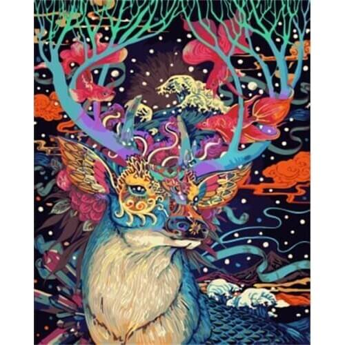 Framed Picture Painting By Numbers Abstract Animal DIY Oil Painting On Canvas Home Decoration For Living Room