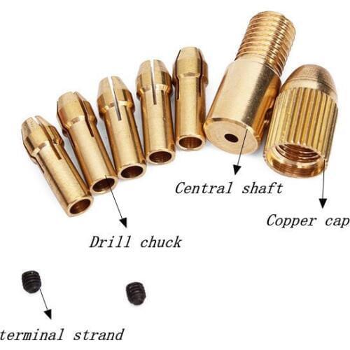 7pcs/set 0.5-3mm Small Electric Drill Bit Collet Micro Twist Drill Chuck Set