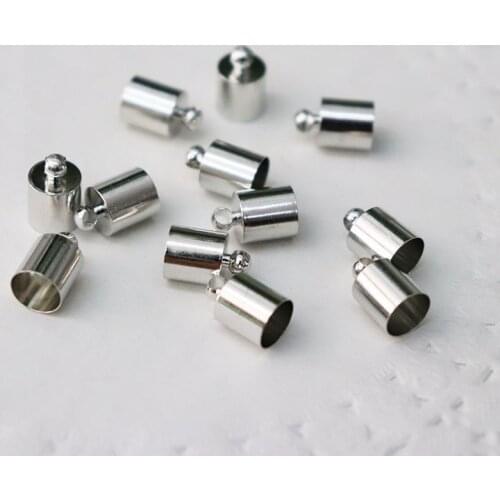 50pcs 6*10/7*11/8*12mm 4 Colors Copper Bracelet Leather Cord End Caps Tassel Crimp End Connectors for DIY Jewelry Findings