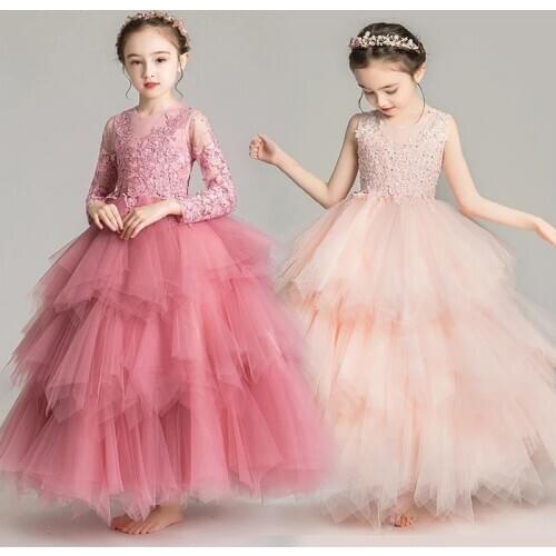 First communion Iegant Formal Dress for Girls Flower Girls Wedding Evening Kids Dresses for Girls Princess Party Long Gown