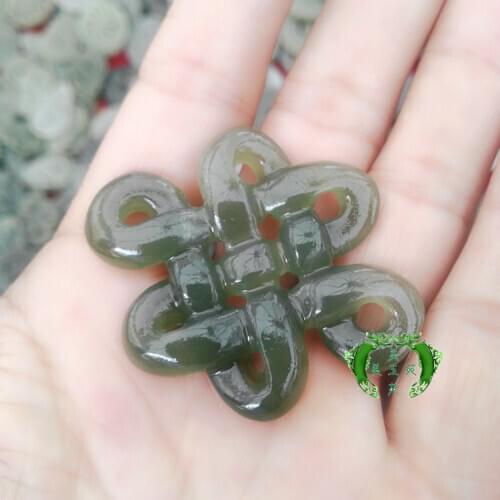 Natural hetian green jade pendant necklaces Chinese knot black jade necklace pendants brand men women jade jewelry