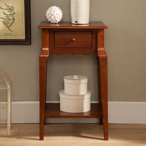 American Sofa Side Cabinet Small Square Table Bedroom Bedside Table Living Room Simple Solid Wood Table High Coffee Table