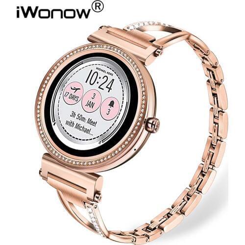 Stainless Steel + Diamond Watchband for Michael Kors (MK) Womens Access Sofie / Sofie HR / Runway Smart Watch Band Wrist Strap